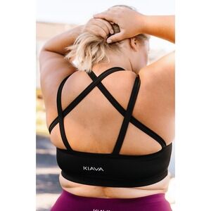 KIAVA Endurance Sports Bra‎ Wm XS S High Impact Support Criss Cross Black Gym